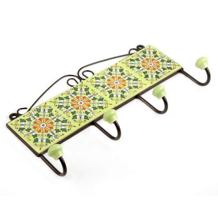 Lime Green Wheel Tiles Hooks 